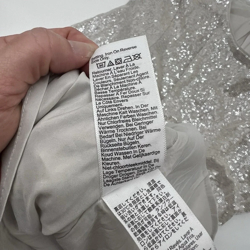 J.Crew Collection Silver Sequin Ruffle Sleeve Shift Dress Size 0‎ Party Cocktail